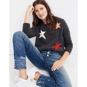 MADEWELL Starry Night Pullover Sweater XS Heather Carbon Merino Wool EUC B15